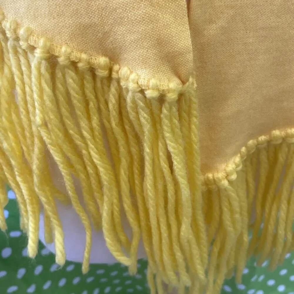 Sally Gee 100% Acrylic Fibre Japan Bright Yellow Scarf vintage K18